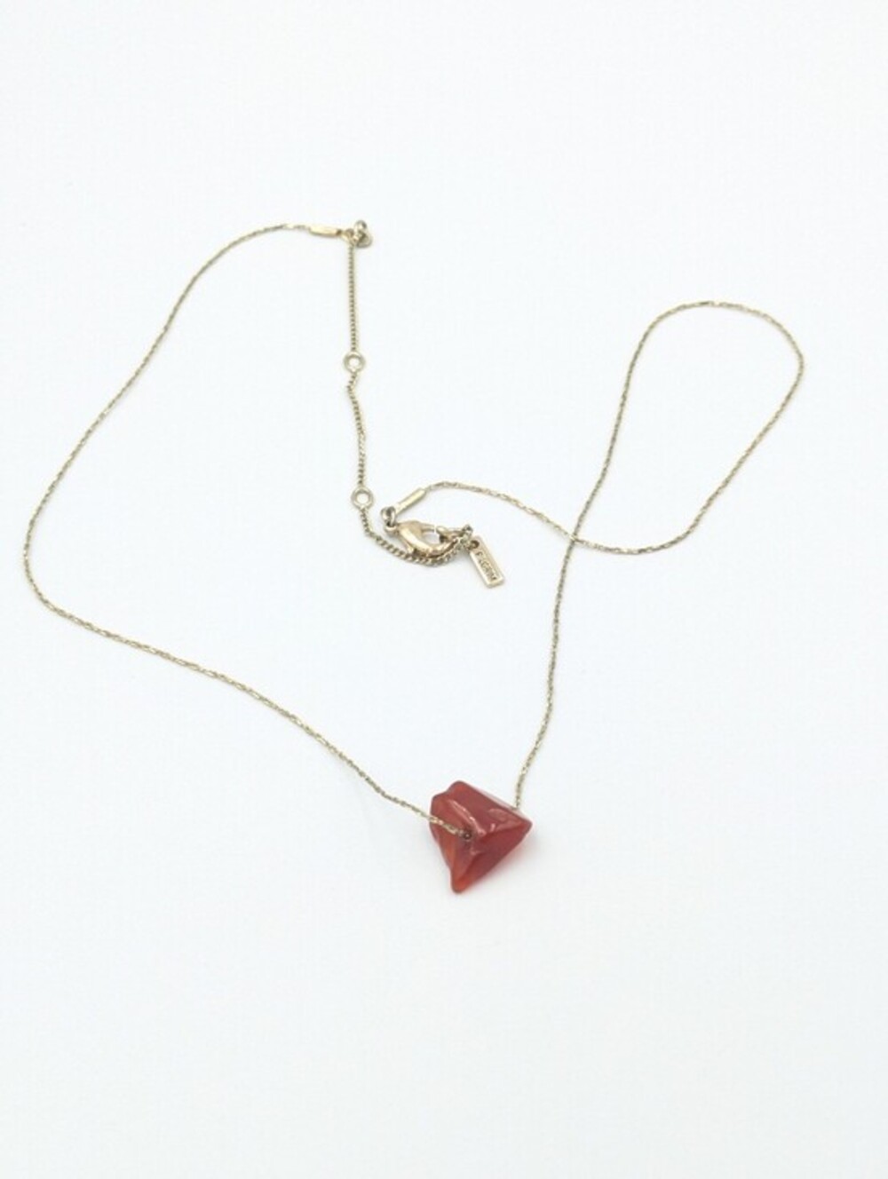 Pilgrim signed gold tone chain necklace with stone bead